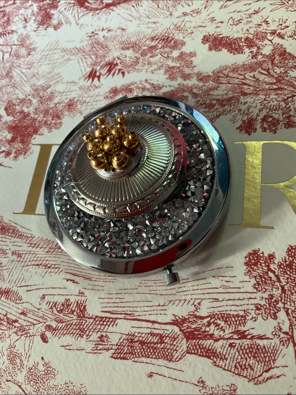 Silver & Gold Decorative Compact Mirror - Picture 2 of 6